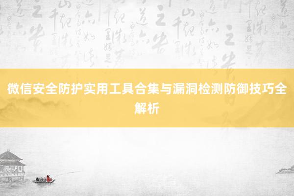微信安全防护实用工具合集与漏洞检测防御技巧全解析